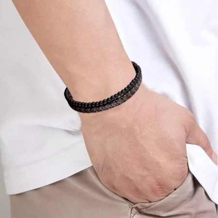 Bratara Brooks Knitted Brown Leather [2]