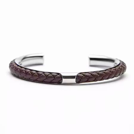 BRATARI LUXURY - Bratara Brooks Leather Bangle MARO