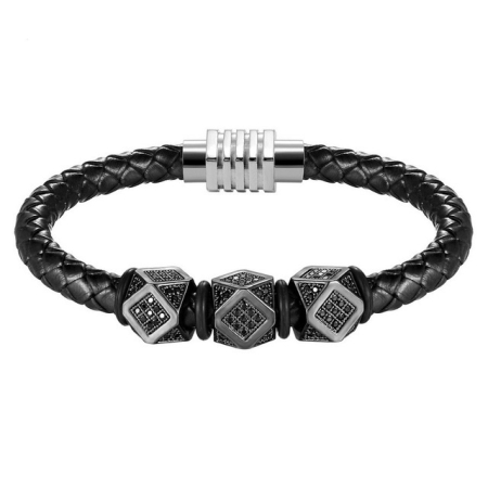 BRATARI PIELE - Bratara Brooks Leather Black Hexagon