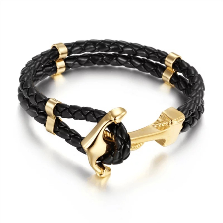 BRATARI PIELE - Bratara Brooks Leather Gold Anchor