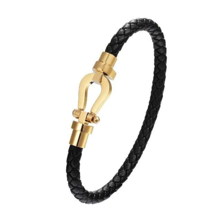 Bratara Brooks Leather Gold Anchor [0]