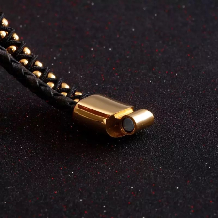 Bratara Brooks Leather Gold Beads 19 CM [3]