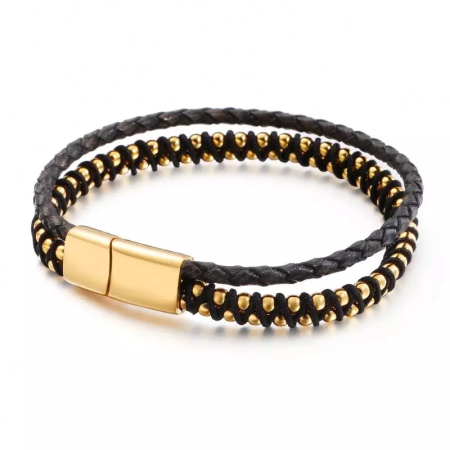 Bratara Brooks Leather Gold Beads 19 CM [1]