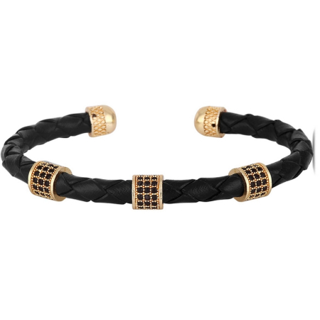 BRATARI LUXURY - Bratara Brooks Leather Gold Cilinder
