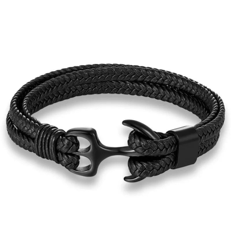 BRATARI PIELE - Bratara Brooks Leather Navy Black Anchor II