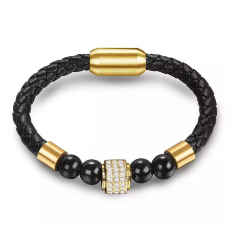 BRATARI BARBATI - Bratara Brooks Leather White Diamond Cilinder