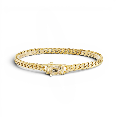 LANTURI CUBAN - Bratara Brooks Monaco Gold Plated 14K 6 MM / 20 CM