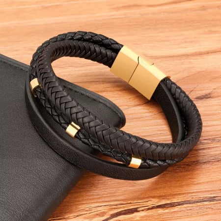 BRATARI BARBATI - Bratara Brooks Multilayer Gold Charms