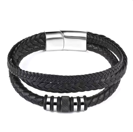 BRATARI PIELE - Bratara Brooks Multilayer Silver Charms