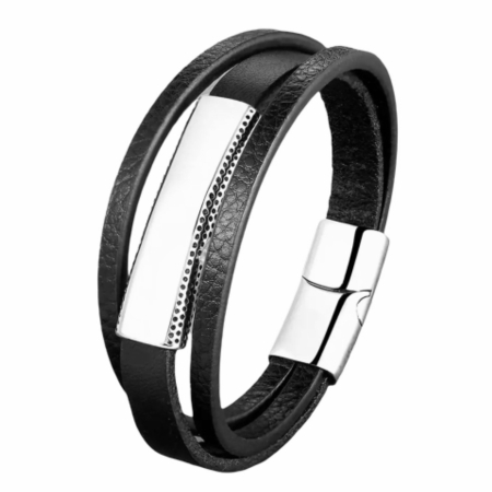 BRATARI PIELE - Bratara Brooks Multilayer Silver Plate