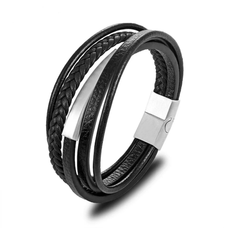 Bratara Brooks Multilayer Silver Steel Tube [2]