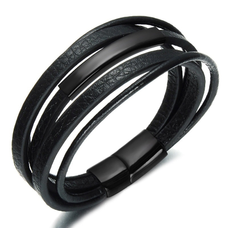 Bratara Brooks Multistrap Leather Black Tube [0]