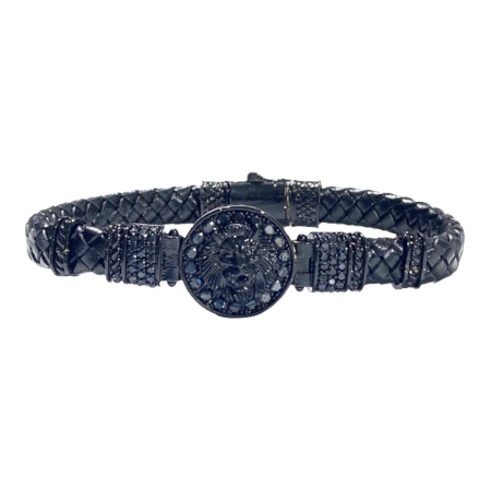 Bratara Brooks Piele All Black Lion 19CM [3]