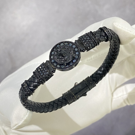 Bratara Brooks Piele All Black Lion 19CM [1]