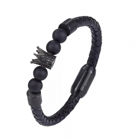 BRATARI PIELE - Bratara Brooks Piele Black crown