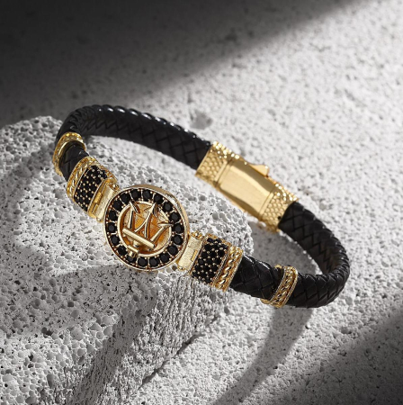 Bratara Brooks Piele Gold Trident [0]