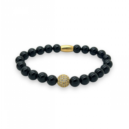 BRATARI PIETRE NATURALE - Bratara Brooks Shine Black Beads