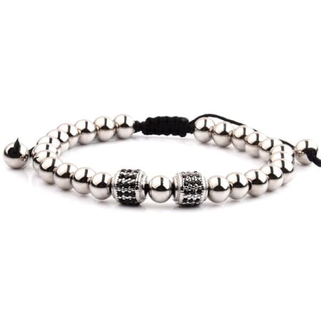 BRATARI LUXURY - Bratara Brooks Silver Beads 2 Cilinder SILVER