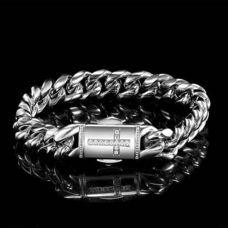 BRATARI METALICE - Bratara Brooks Silver Cross Cuban