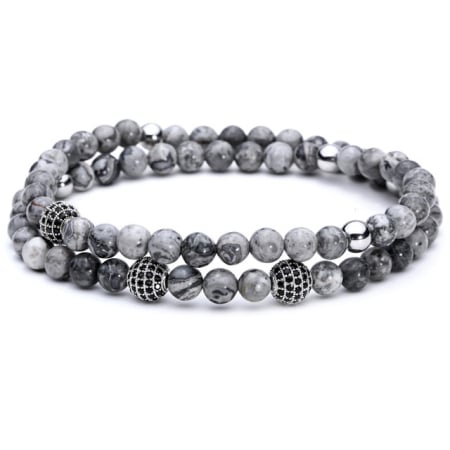 PROMOTII BRATARI - Bratara Dama Brooks Agate Stones Double Strap