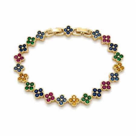 BIJUTERII DAMA - Bratara Dama Gold Rainbow Alhambra Flower Diamonds