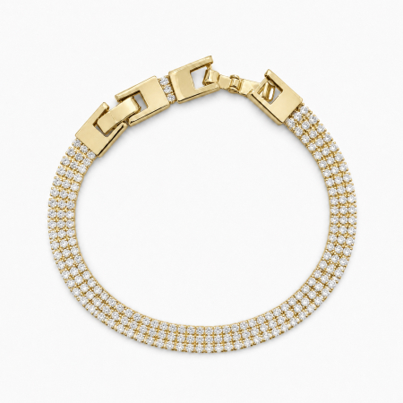 BRATARI BARBATI - Bratara Dama Gold Tennis White Diamonds 19 CM