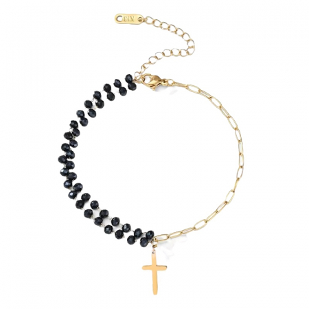 BRATARI CRISTALE - Bratara Dama GoldBlack Cross