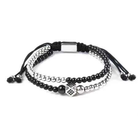 BRATARI LUXURY - Bratara Dubla Brooks BlackSilver Hexa