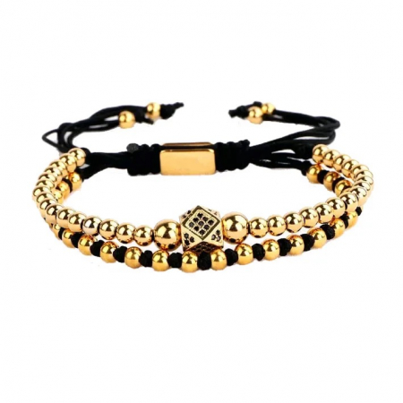BRATARI LUXURY - Bratara Dubla Brooks GoldBlack HexaCharm