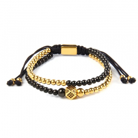 BRATARI LUXURY - Bratara Dubla Brooks Half GoldBlack HexaCharm