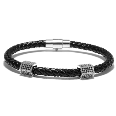BRATARI PIELE - Bratara Piele Dama Brooks White Zircon Hexagon