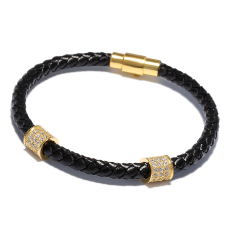 Bratara Piele Dama Brooks Zircon Gold [3]