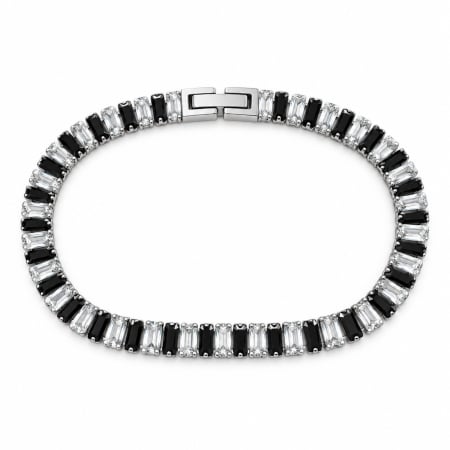 BRATARI BARBATI - Bratara Tennis Black-White Diamonds 5 MM Waterproof