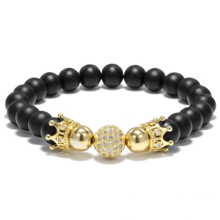 BRATARI PIETRE NATURALE - Brooks Agate Luxury Crown White Zircon
