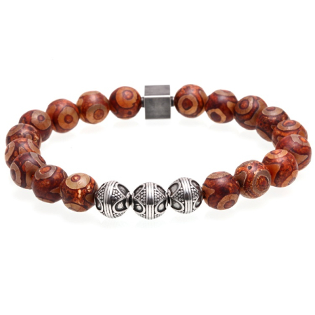 BRATARI PIETRE NATURALE - Brooks Agate Steel Charms Wood Effect