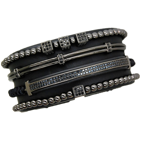 SETURI FULL BLACK - Brooks All Black Set 4 Bracelets
