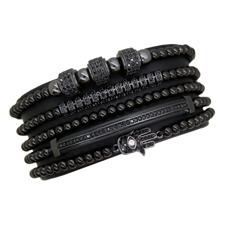 SETURI FULL BLACK - Brooks All Black Set Promaster 5 Zircon Bracelets