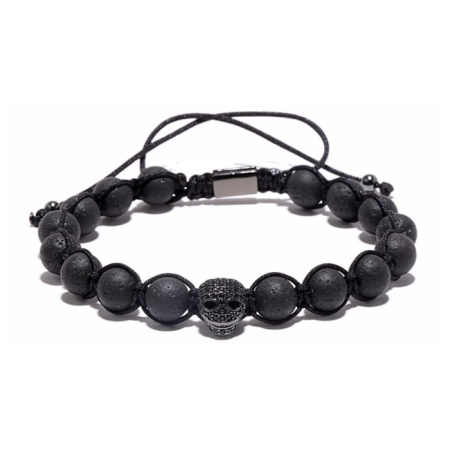 BRATARI PIETRE NATURALE - Brooks All Black Skull Lava Stone