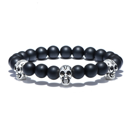 BRATARI PIETRE NATURALE - Brooks Black Stone 3 Head Skull