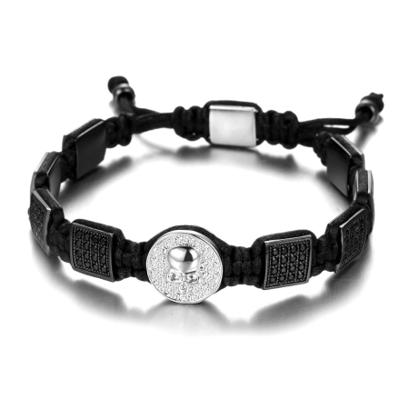 BRATARI LUXURY - Brooks Black Zircon Square Plates Skull