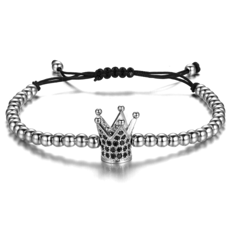 BRATARI BARBATI - Brooks Crown Zircon Bracelet SILVER