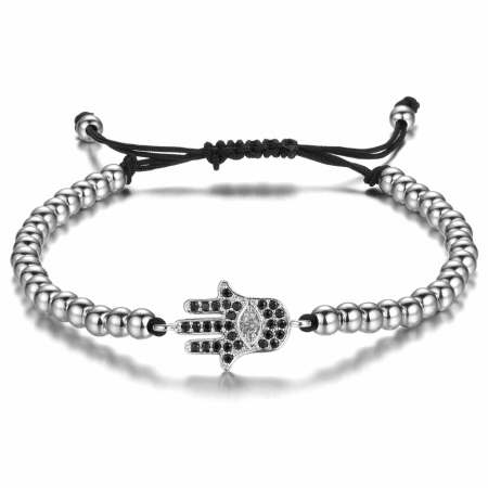 PROMOTII BRATARI - Brooks Fatima Hand Black Zircon SILVER (7672)