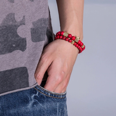 Brooks Gold Crown Set Red Natural Stones [1]