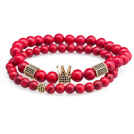 PROMOTII - Brooks Gold Crown Set Red Natural Stones