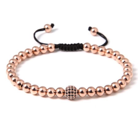 BRATARI LUXURY - Brooks Gold Sphere Zircon Bracelet BLACK