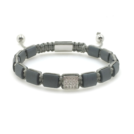 BRATARI PIETRE NATURALE - Brooks Gray Plates Macrame