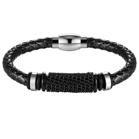 BRATARI PIELE - Brooks Leather Black Chainz