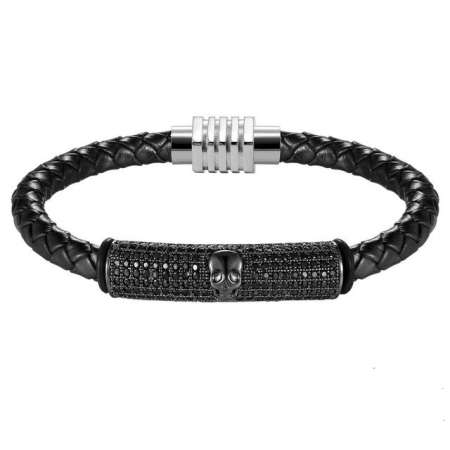 BRATARI PIELE - Brooks Leather Black Tube Skull BLACK