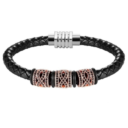 BRATARI PIELE - Brooks Leather Rose Gold Zircon Charms