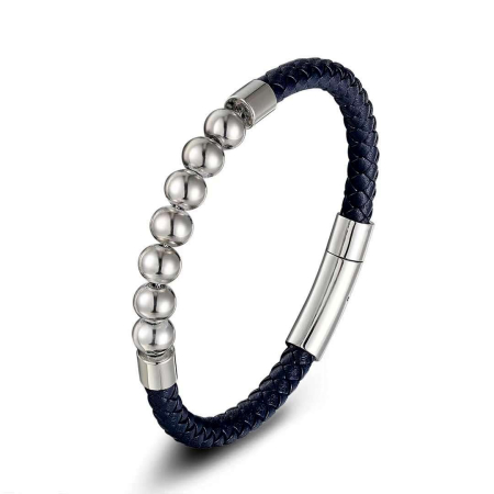 BRATARI PIELE - Brooks Leather Stainless Steel Beads
